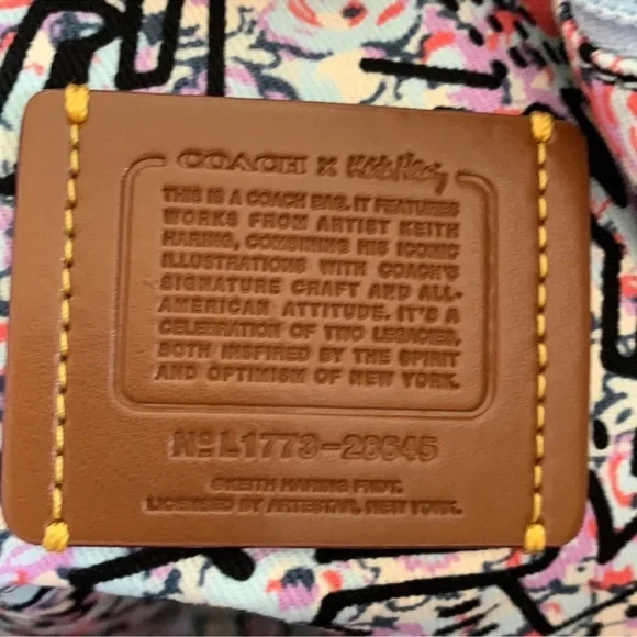 Coach Keith Haring Ice Blue Tote Bag with Pink Sequin Heart New Bag Never Used - Picture 11 of 11